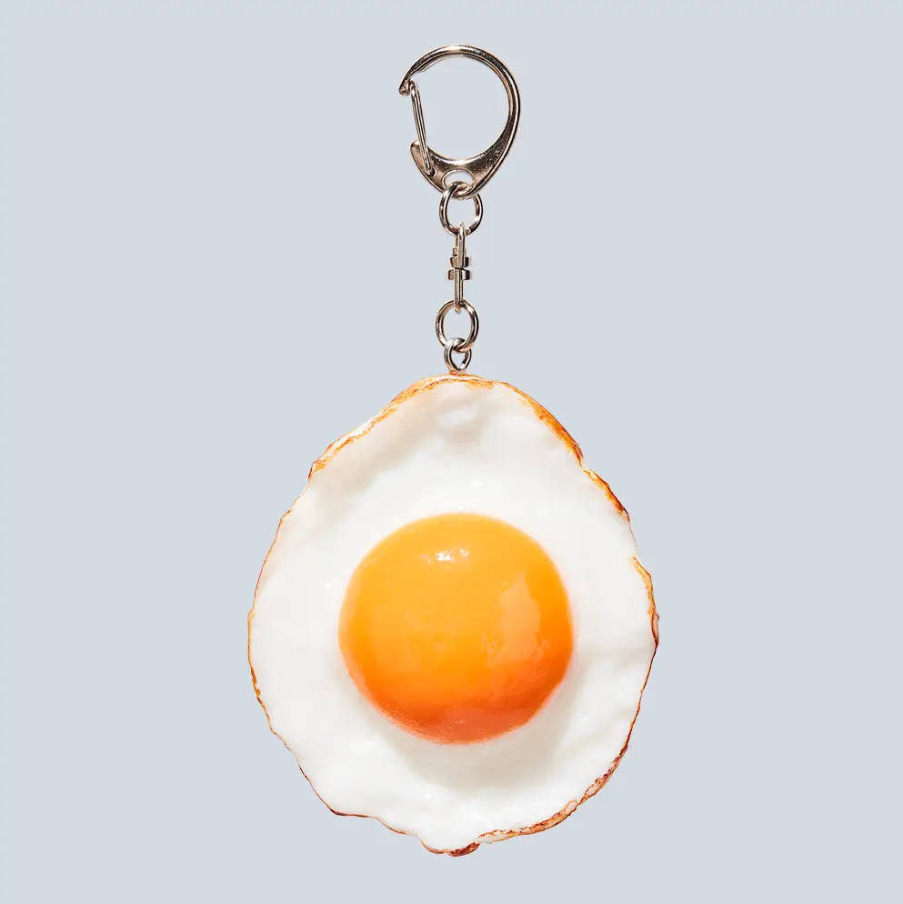 Fried egg keychain