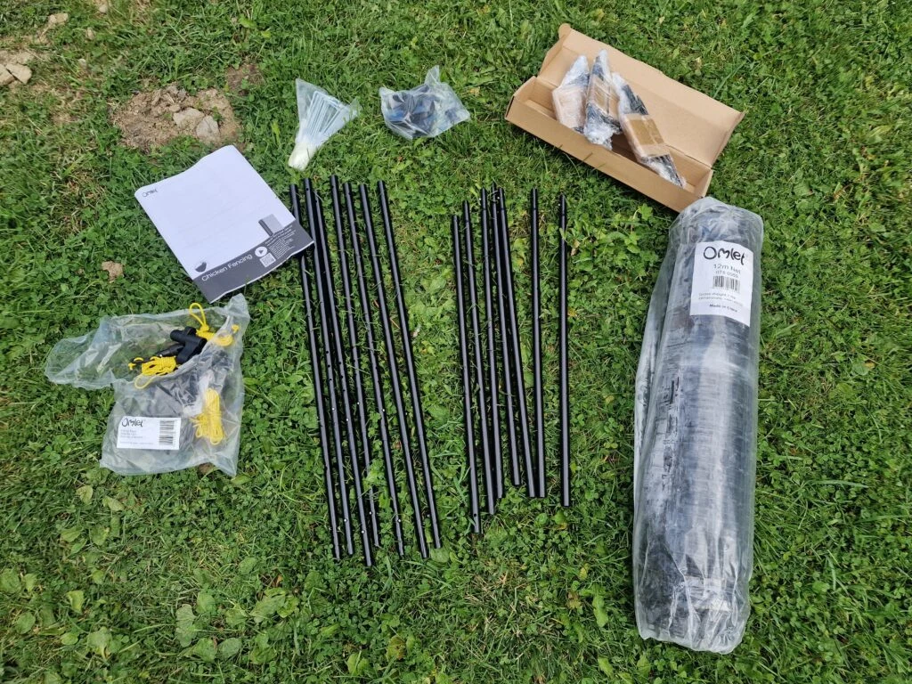 All the parts laid out and sorted on the ground