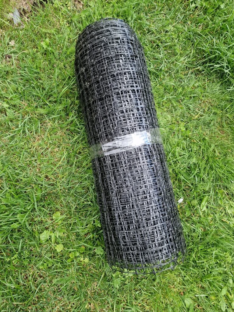 Rolled-up netting, as it arrives
